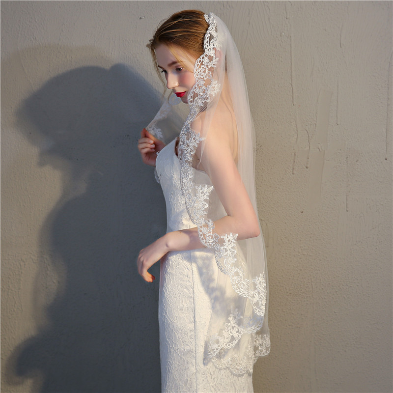 Cheap 1 Layears 1M Wedding Veil White Ivory Bridal Veil Short Tulle Veils Wedding Accessories