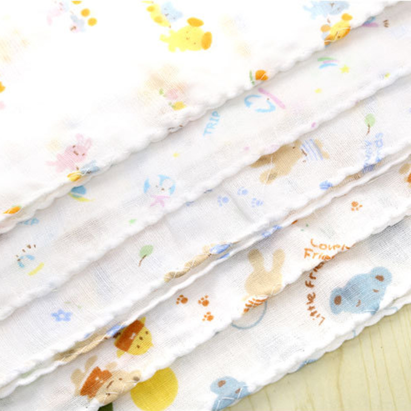 5PCS Pure Knitted Cotton Baby Small Square Handkerchief Soft Towel Cartoon Saliva Towel Newborn Infants Face Small Towel