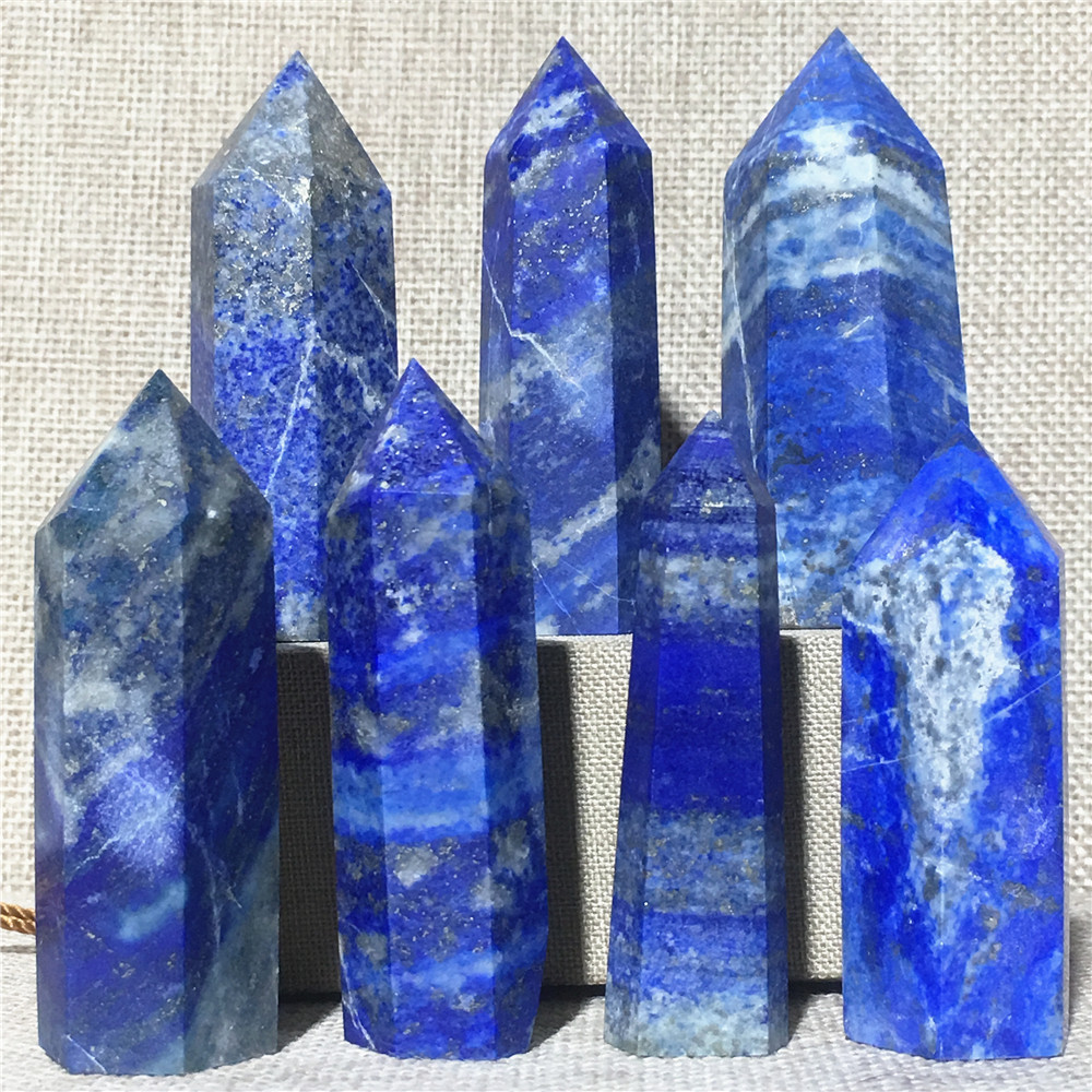 Natural Lapis Lazuli Quartz Crystal Wands Points Home Furnishing Decoration Stone Gift And Rod Column Hexagonal Prisms Tower