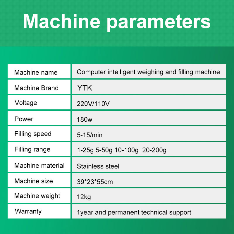 YTK 25G Granule Powder Filling Machine Automatic Weighing Machine Medlar Packaging Machine for Tea Bean Seed Particle