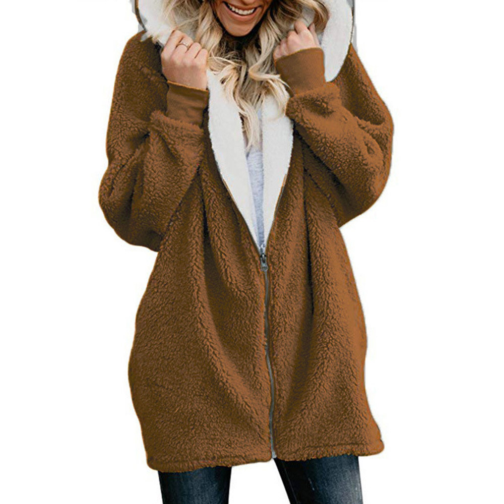 Winter Women Fleece Faux Fur Coat Hoodie Outwear Women Jackets Coat Ladies Casual Warm Soft Fluffy Cardigans Femme Plus Size