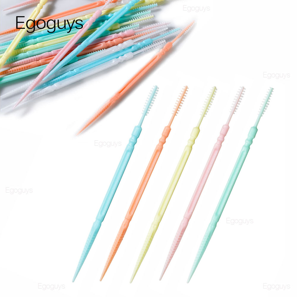 100pcs White Dental Floss Pick Tooth Cleaner Sticks Oral Hygiene Care Teeth Interdental Cleaning Flosser Toothpick Tool 7.5cm