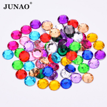 JUNAO 3 6 8 10 mm Mix Color Round Acrylic Rhinestones Nail Crystal Stones Non Sewing Scrapboook Beads DIY Face Stickers Gems