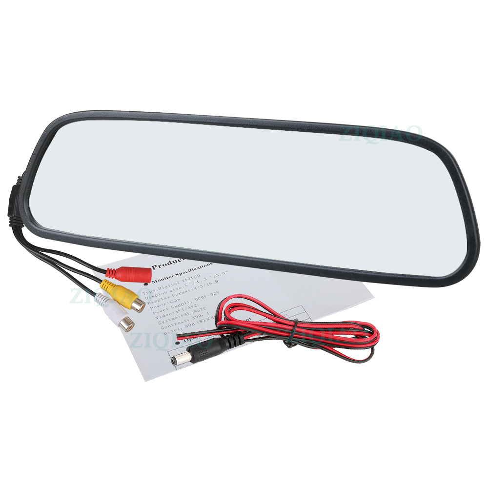 ZIQIAO 5 Inch Car Rearview Mirror Monitor TFT Screen 2CH Video Input for Rear View Camera Parking Assistance System