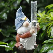Resin Gnome Garden Statue with Plastic Rain Gauge