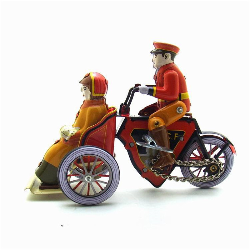 Vintage Retro Human tricycle Tin toys Classic Clockwork Wind Up tricycle Tin Toy For Adult Kids Collectible Gift
