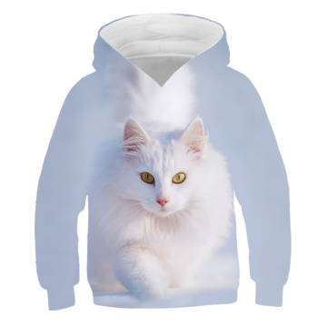 Newly released cute 3D Cat Hoodie 4-14y Boys and Girls Sweatshirt Harajuku Hoodie Winter/Winter Boys and girls Animal 3D Hoodie