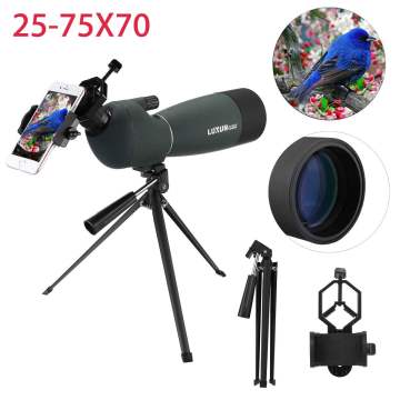 25-75X70 Zoom HD Monocular Telescope Tripod Phone Bracket Outdoor Waterproof Night Vision Spotting Scope for Bird Watching