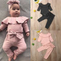 newborn baby girl two pieces set ruffle collar long sleeve top pant suit infant children girl clothing set