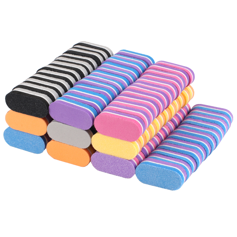 200pcs Professional Nail File Mini Sponge Buffer Block 100/180 Colorful Files Double Sided Sanding Buffer Strips Manicure Tools