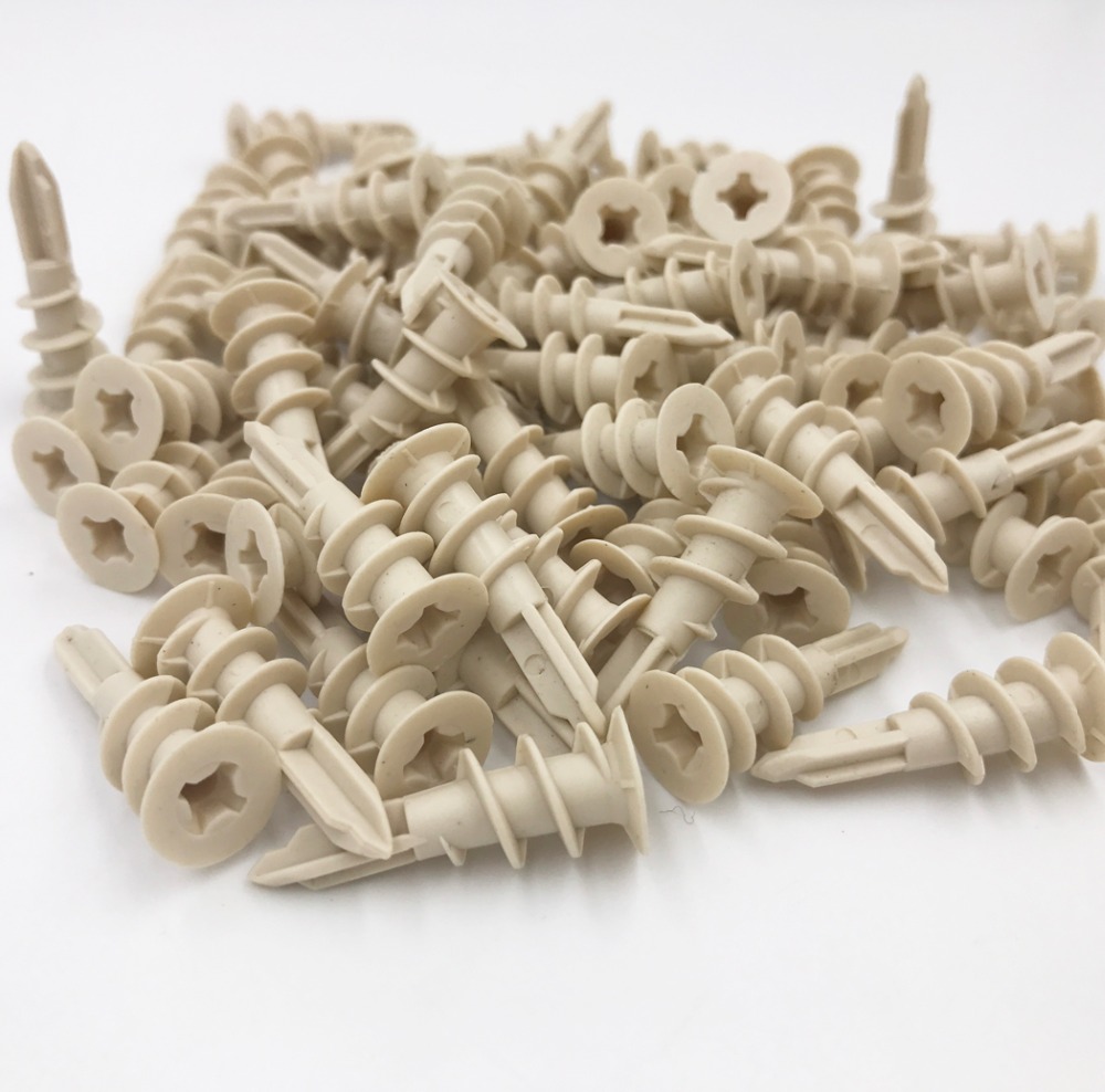 Plasterboard Anchor 100pcs 8x40mm Drywall Nylon Ribbed Anchor Self Drilling Wall Drywall Plastic Nylon Anchor