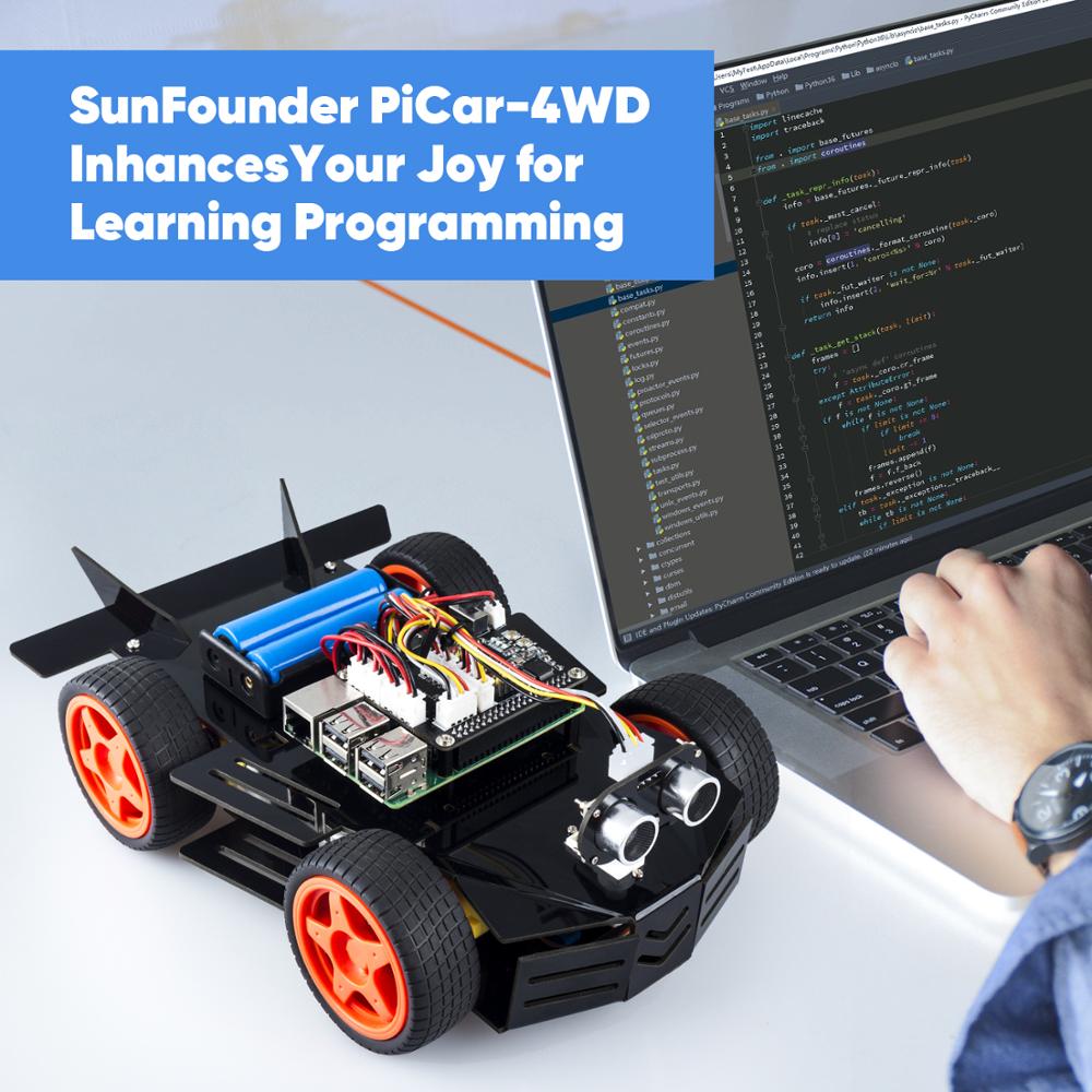 SunFounder Raspberry Pi Car Robot Kit for the Raspberry Pi 4B and 3 model B+ 3B Electronic DIY Robot