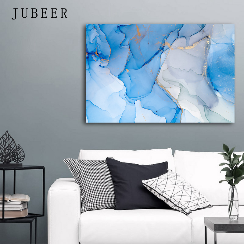 Nordic Style Abstract Color Canvas Painting Marble Pattern Wall Art for Living Room Watercolor Painting Wall Posters and Prints