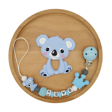Koala Baby Teether Customized Pacifier Clip Chain Set Food Grade Silicone Chews Nurse Gift Toys Teething Necklace