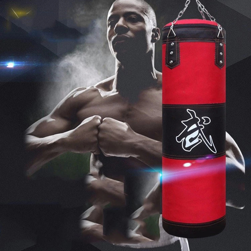 Empty Boxing Sand Bag Hanging Kick Sandbag Boxing Training Fight Karate Punching Bag Heavy Duty for Adult with Glove Wrist Guard