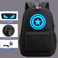 Iron Man Disney Backpack Captain Marvel School Bag for Boy Girls Luminous Anime Backpack Children's Waterproof USB Charging Gift