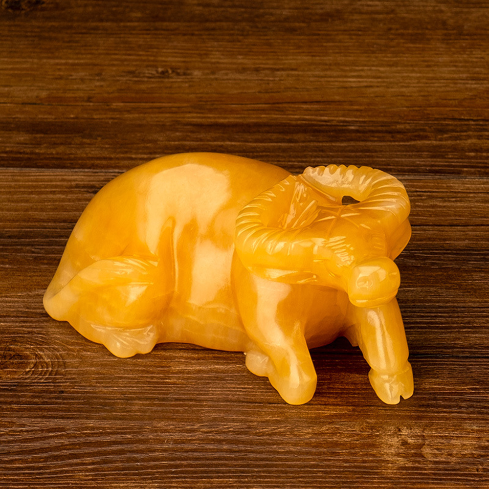 Natural Yellow Jade Bull Figurine Hand Carved Quartz Crystal Bull Energy Healing Crystal Stone Fengshui Crafts Home Decoration