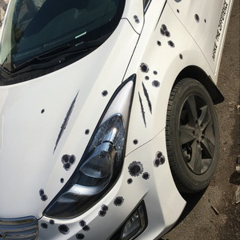 New Car Sticker Hot Sale Cracking Simulation Bullet Hole Scratch Car Sticker Waterproof Stickers For Wall On The Funny