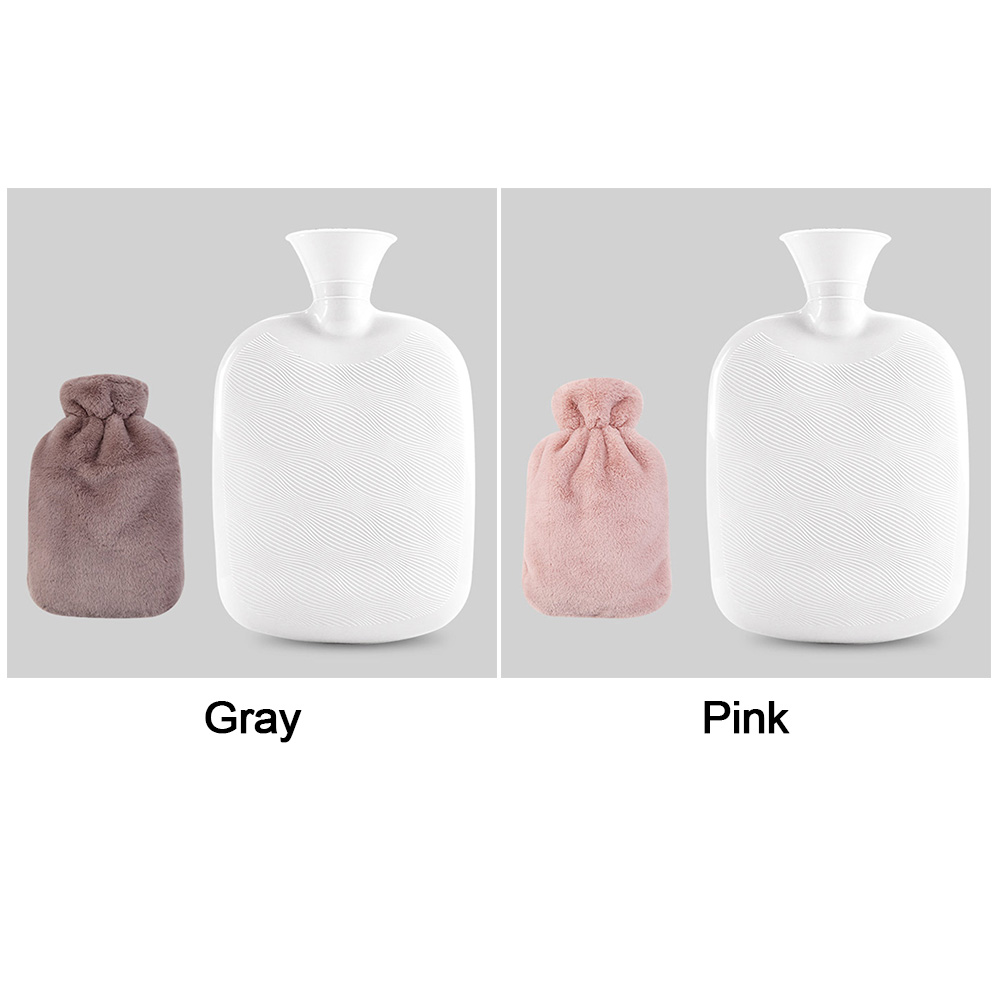 2000ml Safe Hot Water Bottle Soft Warm Winter Portable Reusable Protective With Plush Cover Washable Leak Proof Pain Relief