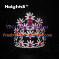 5inch Red Diamond Flower Shaped Crystal Crowns