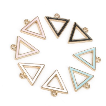 15mm Zinc Alloy Metal Pure Color Enamel Hollow Geometric Triangle Shape Charm Pendant For DIY Earring Necklace Jewelry Findings