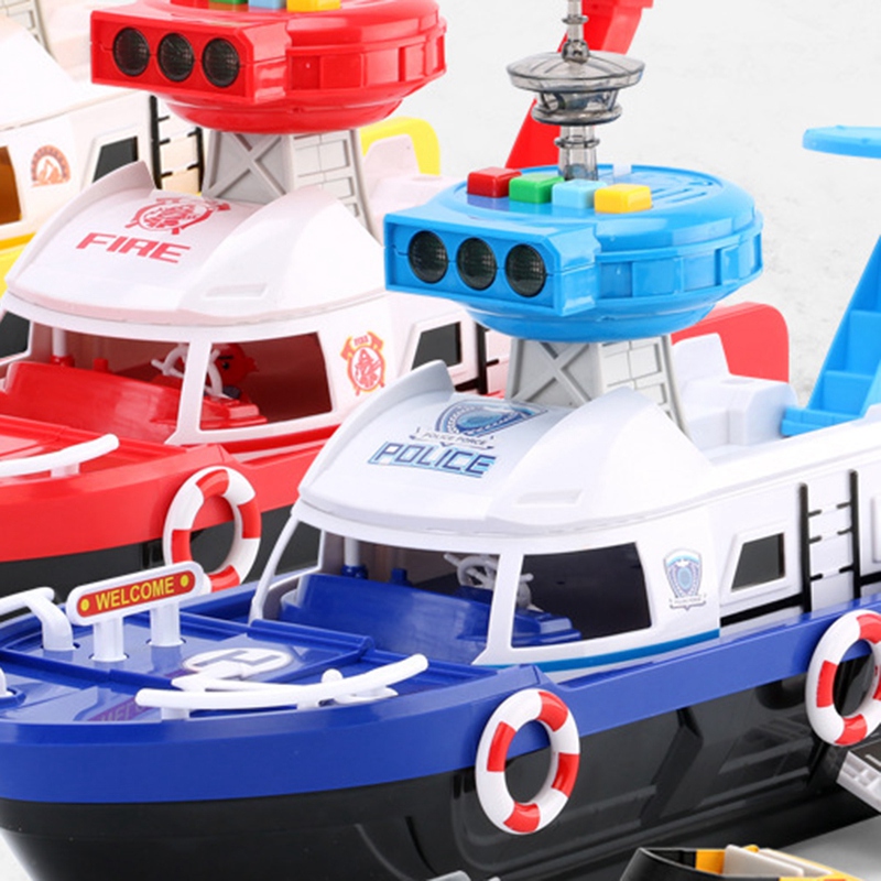 Kids Toys Simulation Track Boat Diecasts & Toy Friction Vehicles Music Story Light Toy Ship Model Toy Car Parking Red