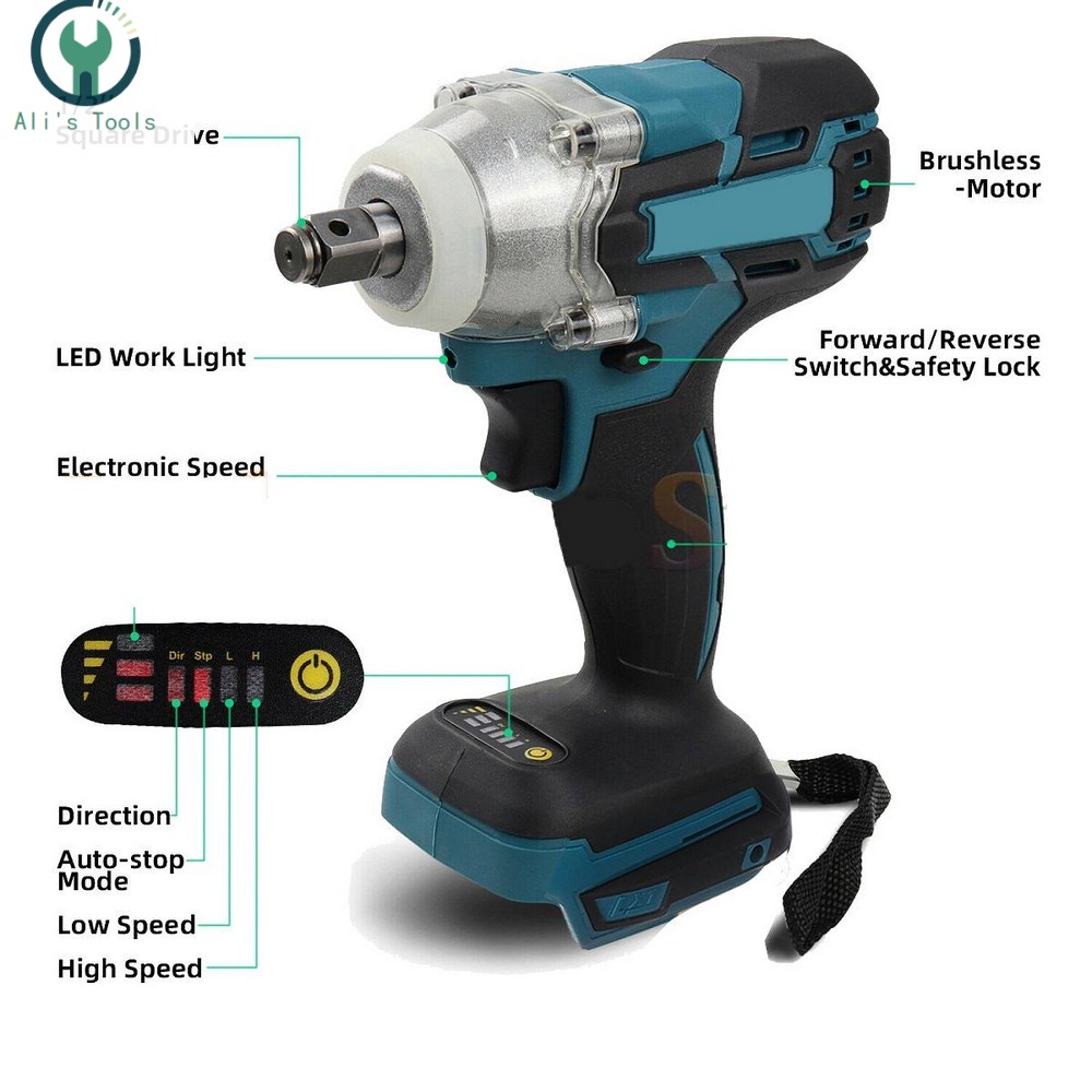 18V 520Nm Electric Rechargeable Brushless Impact Wrench Cordless 1/2 Socket Wrench Power Tool For Makita Battery DTW285Z
