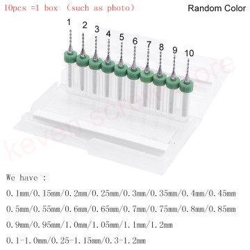 10pcs/Set 0.1mm-1.2mm High Quality Hard Alloy PCB Print Circuit Board Carbide Micro Drill Bits Tool 0.1mm-1.2mm for SMT CNC