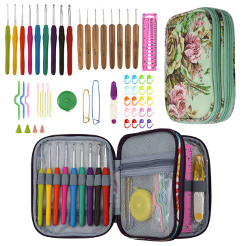 New Crochet Hooks Set Yarn Weave Knitting Hooks Needles Sewing Tools DIY Craft Tool Crochet Kits With Flower Storage Bag For Mom