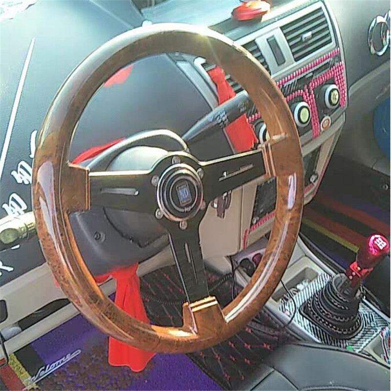 PVC Car Steering Wheel ABS wood 14inch 350mm Auto Racing Drifting Steering wheel with quick release for Audi BMW Honda Toyato