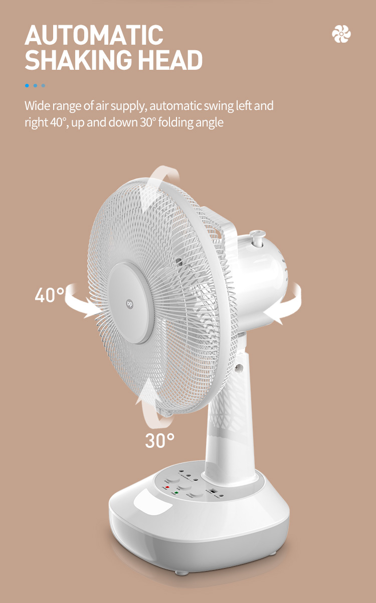 Rechargeable Pedestal Fan 12 inch Table Fan with LED Light--detail-6