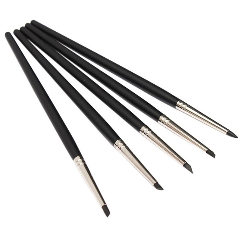 5pcs 15cm Pottery Clay Sculpture Carving Tools Silica Gel Pen Painting Nail Brush Set Different Shapes Art Craft Supplies