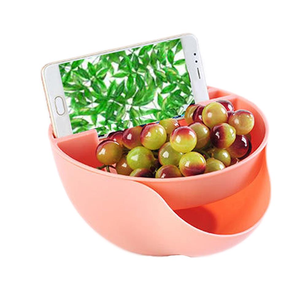 Creative Durable Double Layers Snacks Fruit Plate Bowl Dish Phone Holder for TV Lazy Candy Box Fruit Basket