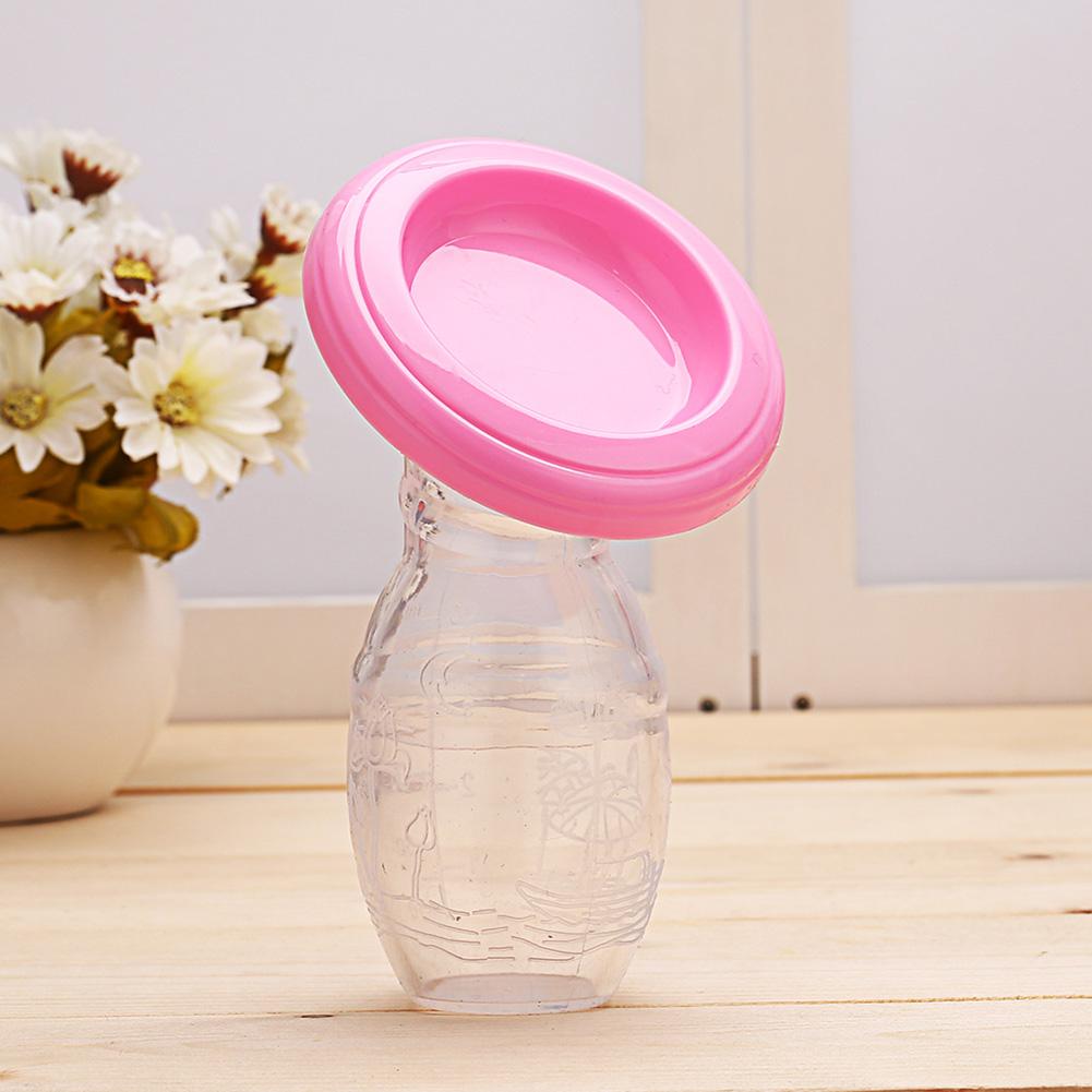 Manual Baby Breast Pump Silicone Milk Collector with Lid Breastfeeding Tool