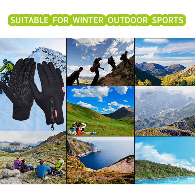 Winter Cycling Gloves Warm Touchscreen Full Finger Camping Hiking Skiing Motorcycle Unisex Waterproof Outdoor Sports Accessories