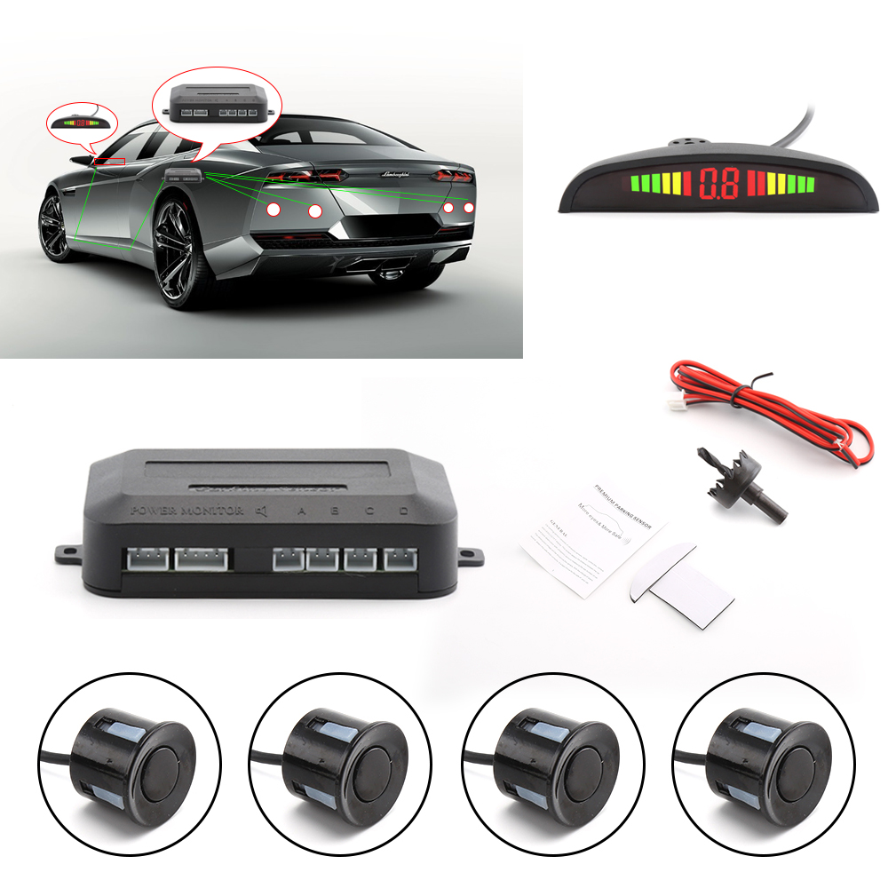 12V Car LED Parking Sensor Kit 22mm Blind Spot Sensors Backlight Display Reverse Backup Radar Monitor System Auto Parktronic