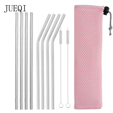 Reusable Metal Drinking Straws 304 Stainless Steel Sturdy Bent Straight Drinks Straw with Cleaning Brush Bar Party Accessory