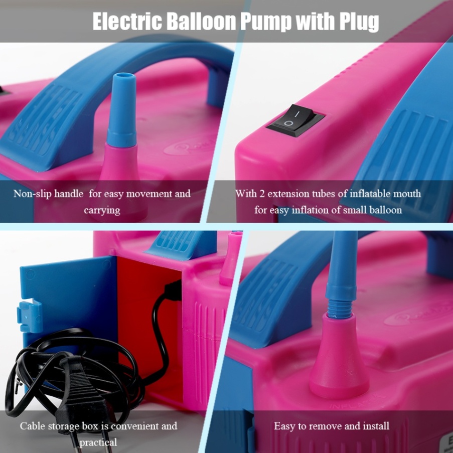 220V-240V Balloon Air Pump Electric High Power Two Nozzle Air Blower Balloon Inflator Pump Fast Portable Inflatable Tool