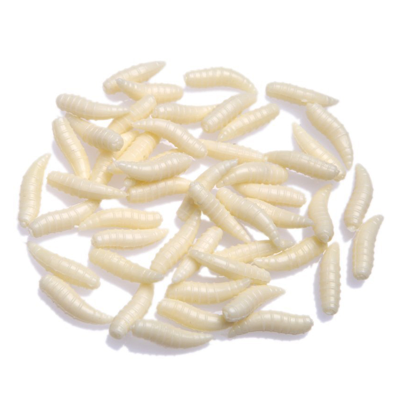 Good deal 50Pcs 1.6cm Fishing Lure Maggot Grub Soft Baits Worms