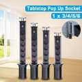 EU Plug 3/4/5/6 Power Kitchen Table Pull Up Electrical Socket Desktop Sockets 1 Led+2 charge USB Aluminum Shelf Silver/Black