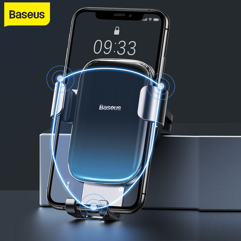 Baseus Car Phone Holder Air Vent Mount Clip Stand Gravity Car Holder Mount for Mobile Phone Car Bracket 4.7-6.5 inch Universal