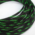 1 Meters High quality Black & Green 12mm Braid PET Expandable Sleeving High Density Sheathing Plaited Cable Sleeves DIY