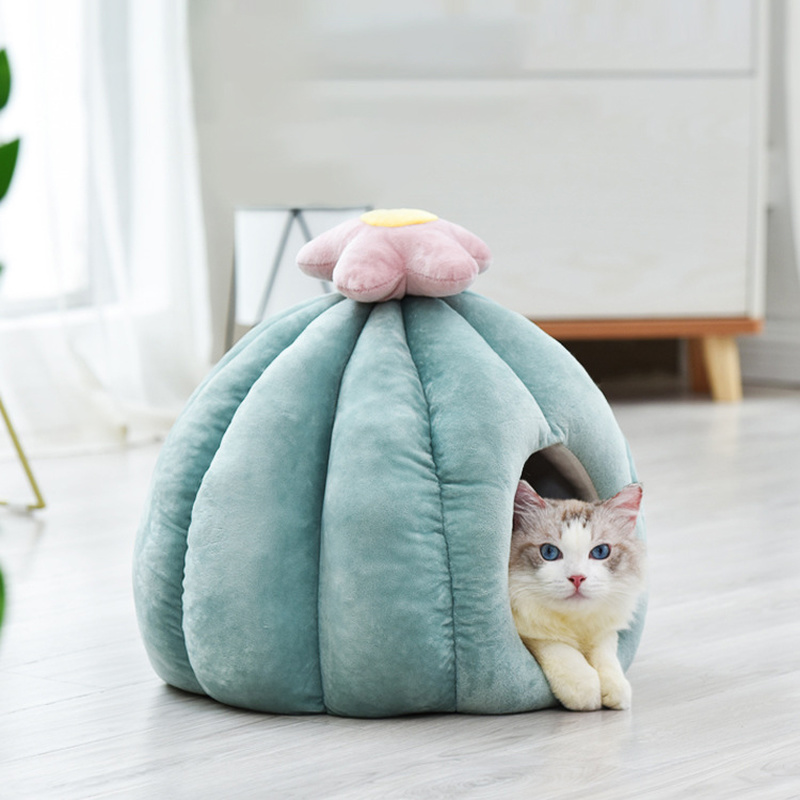 Cactus Foldable Removable Cat Bed Self Warming for Indoor Cat Dog House with Mattress Puppy Cage Lounger ropa para perro Drop