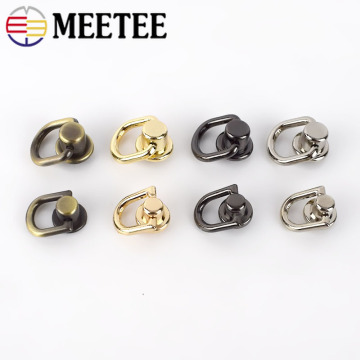 Meetee 5pcs Metal Round D O Ring Stud Side Clip Bag Screw Nail Rivet Strap Connector Hang Buckle DIY Purse Leather Accessories