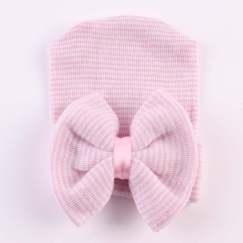 Soft Elastic Cotton Newborn Baby Girl Hat With Bow Knot Infant Beanie Solid Big Bowknot Cap Baby Cap Accessories Children Hats