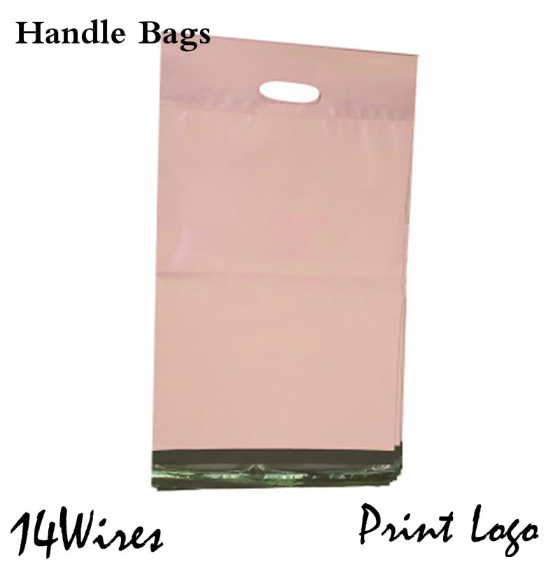 50Pcs/Pack Mailing Courier Packing Poly Bag Inside black Outside Pink Handle Bag Opaque Waterproof Bags 14 Wires Envelope Postal
