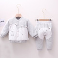 LZH 2020 New Autumn Winter Baby Boys Girls Clothes Round Neck Pure Cotton Keep Warm Clothing Newborn Baby Outing Casual Suits