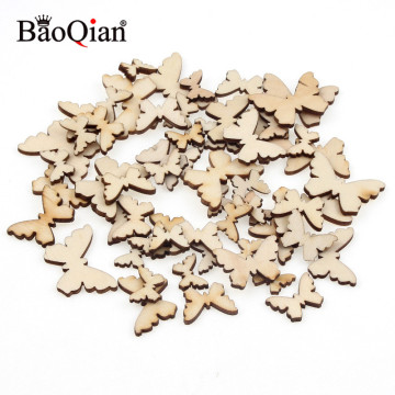 30pcs Natural Wooden Mixed Size Butterflies Cutouts DIY Wood Craft Embellishments Scrapbooking Art Wedding Decoration