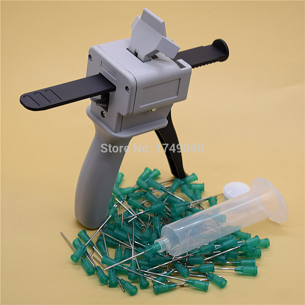 30ml Glue Gun UV Glues Adhesive Caulking Gun with 100pcs 18G Blunt Dispensing Needle Tips and 30cc Glue Dispenser Syringe Barrel