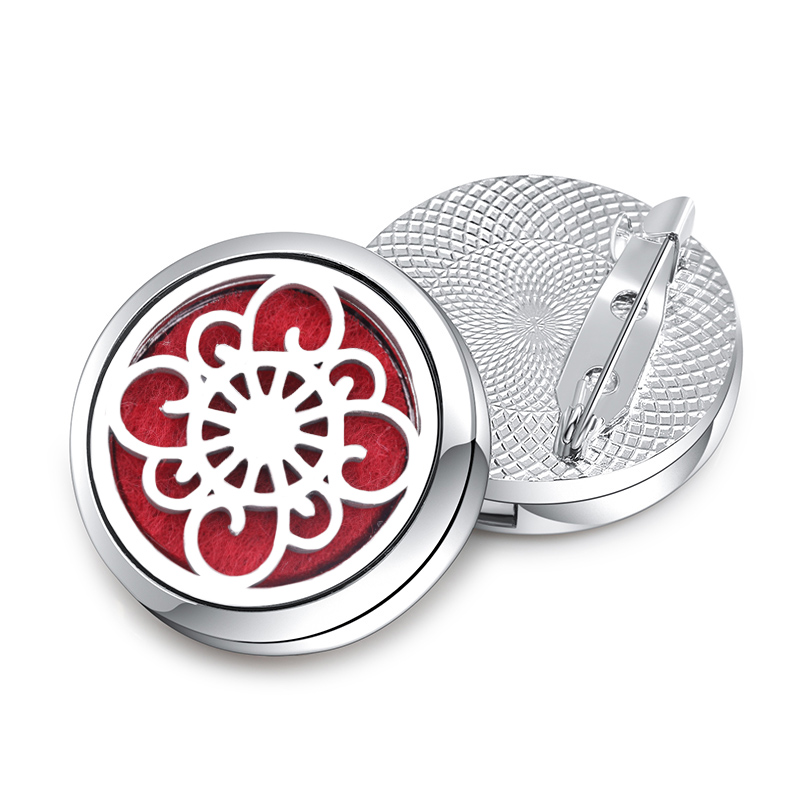 New High Quality Aroma Brooch Metal Badge Stainless Steel Open Perfume Aromatherapy Essential Oil Diffuser Locket Brooch Jewelry